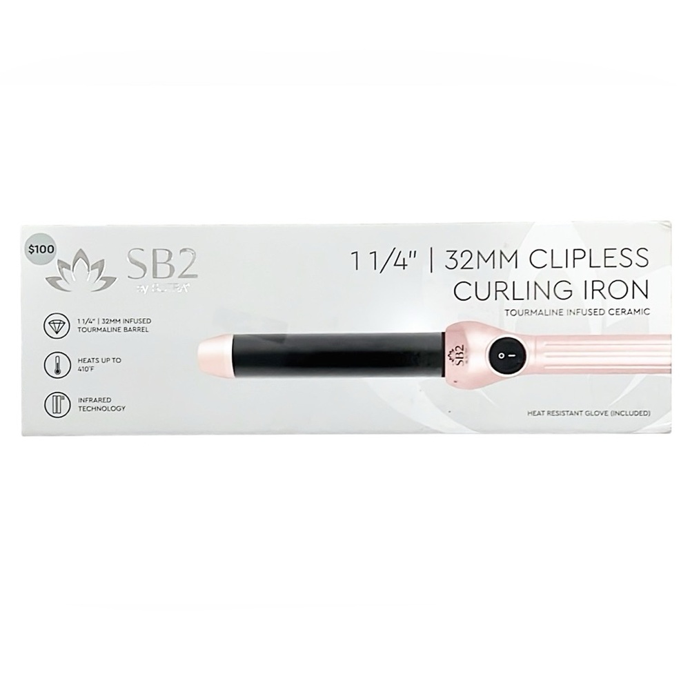 SB2 1¼” | 32MM Clipless Curling Iron +Heat Resistant Glove Lifetime Warranty NWT